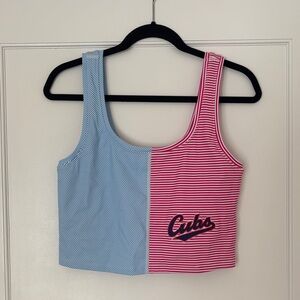 Striped Blue and Pink Crop Top
